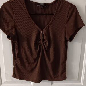 Vibe crop top shirt size XL brown ribbed